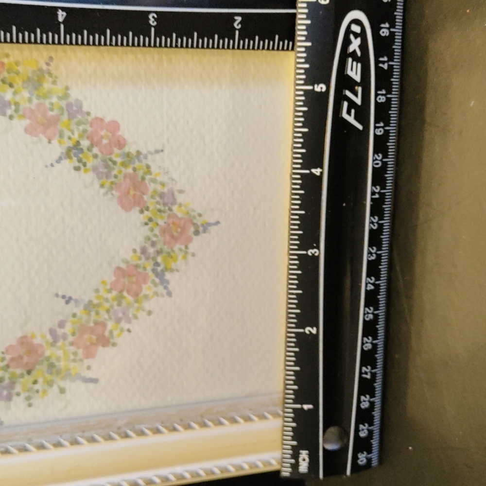 Vintage Framed signed floral watercolor heart - Picture 14 of 16